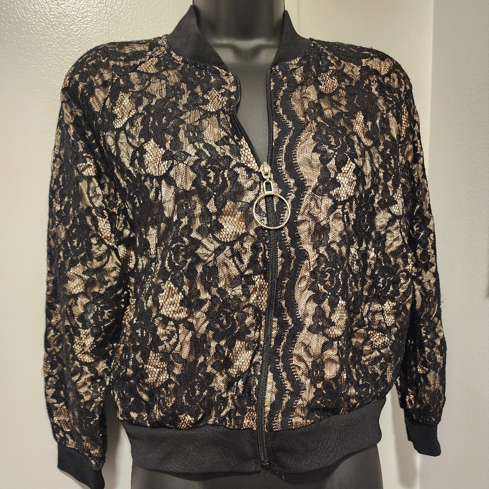 Lace baseball jacket. (Like new condition)